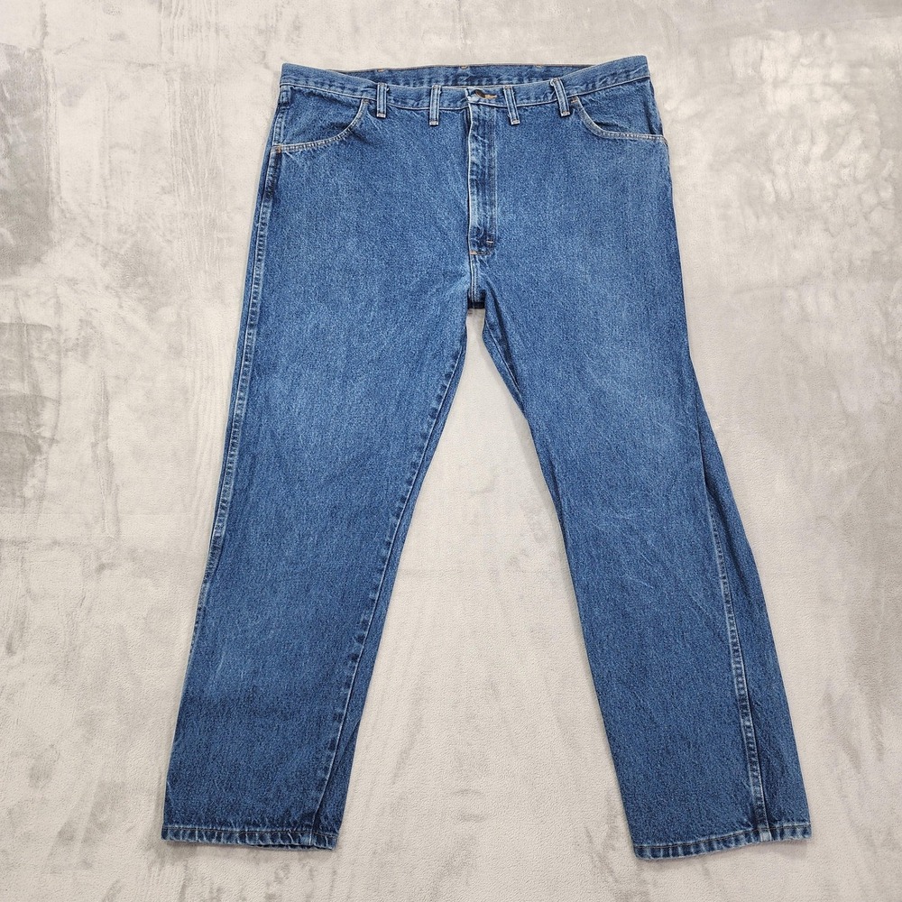 Rustler Jeans Mens 44x30 Blue Medium Wash Regular Fit Straight Leg Denim Casual